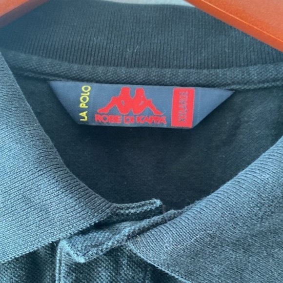 Kappa Men Solid Black Long Sleeve Pull Over Polo Shirt Size XXL - Picture 4 of 8